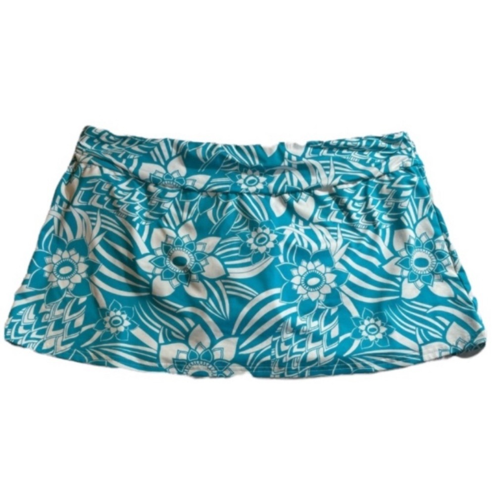 Eddie Bauer turquoise aqua tropical Floral‎ swim bottom Skirt Modest Sporty